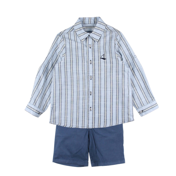 Whale Boy Shirt Blue and Yellow 2-Pc Set