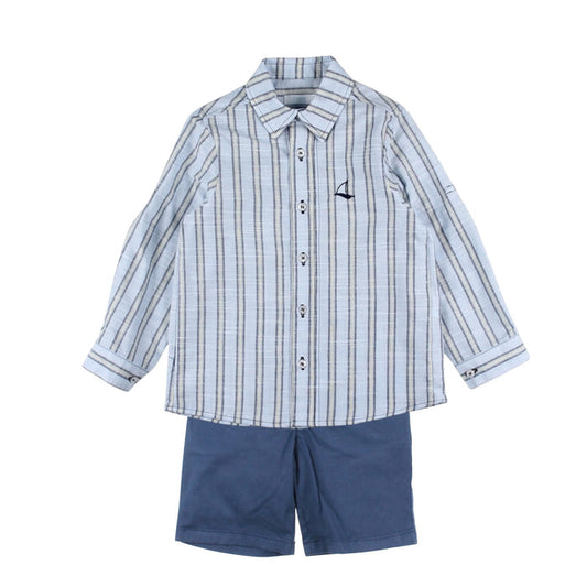Whale Boy Shirt Blue and Yellow 2-Pc Set