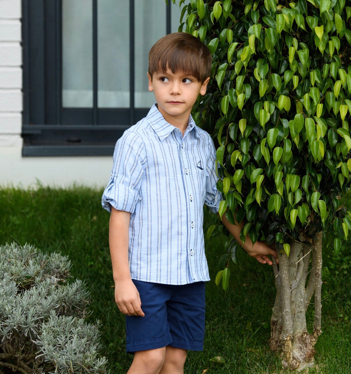 Whale Boy Shirt Blue and Yellow 2-Pc Set