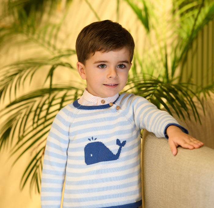 Whale Stripe Knitted Sweater (4 colors)