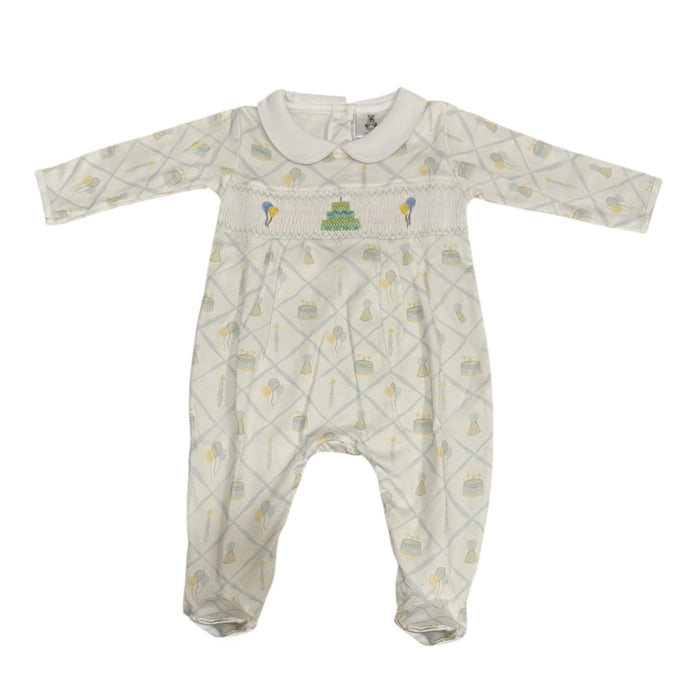 When He Wakes up He’ll be…. Birthday Boy Handsmocked Footie Babygrow