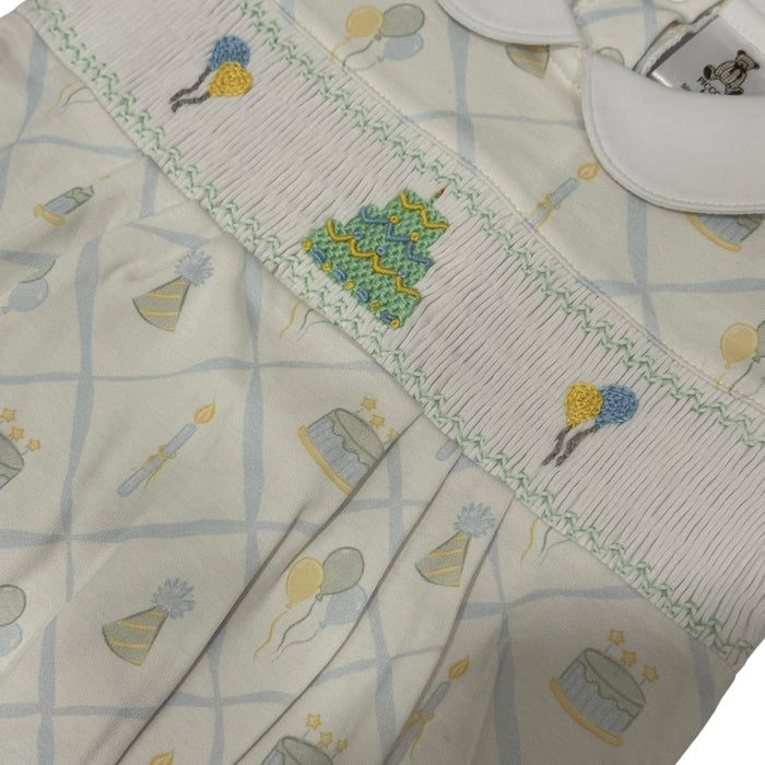 When He Wakes up He’ll be…. Birthday Boy Handsmocked Footie Babygrow