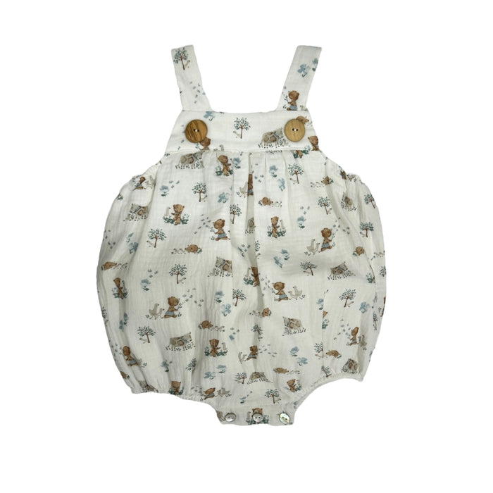 Whimsical Bear Boy Romper/Bubble