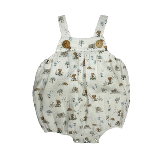 Whimsical Bear Boy Romper/Bubble