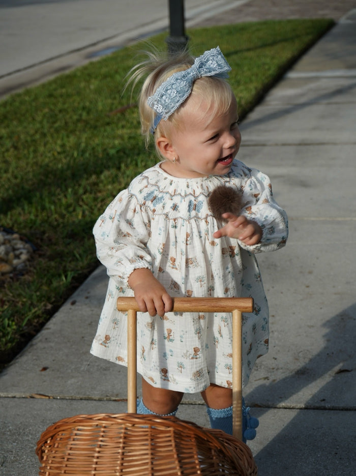 Whimsical Butterfly Long Sleeves Handsmocked 2-piece Set