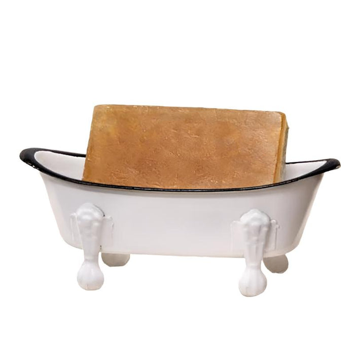 white cast iron bathtub soap dish
