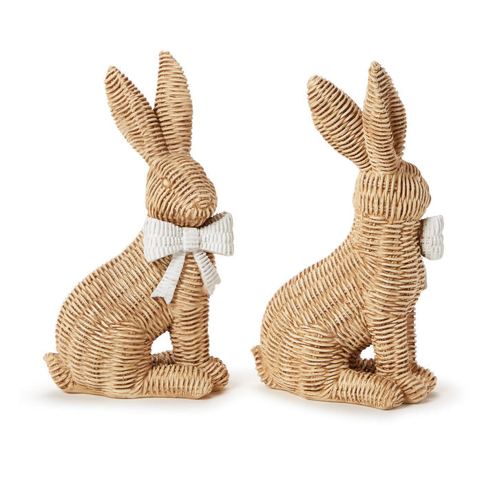 Wicker Weave Pattern Easter Bunnies with Bow