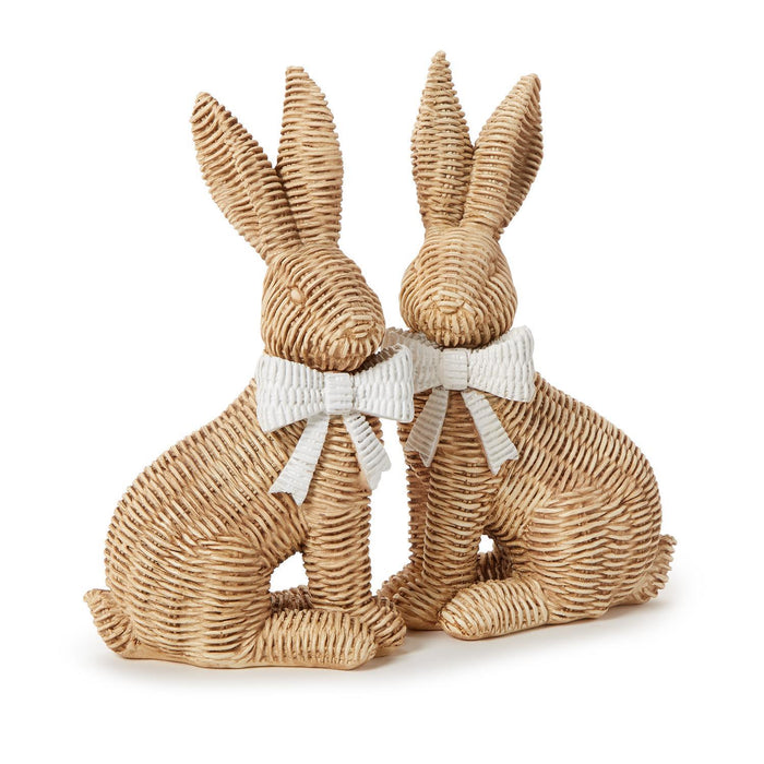 Wicker Weave Pattern Easter Bunnies with Bow