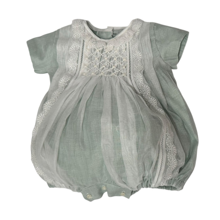 Willow Green Handsmocked Romper with Bonnet