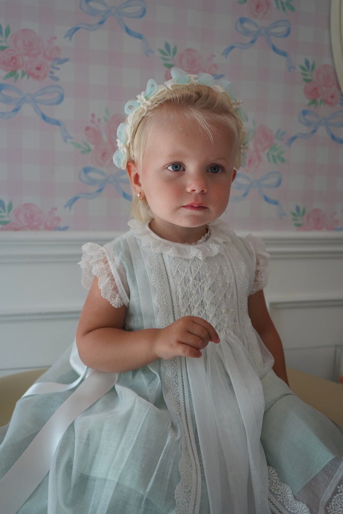 Willow Luxe Green 2-piece Handsmocked Dress