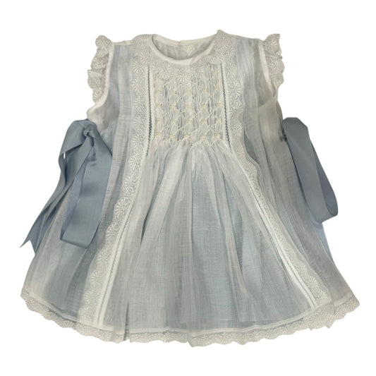 Willow Luxe Light Blue 2-piece Handsmocked Dress