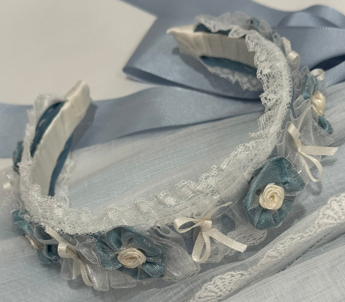 Willow Organza Dusty Blue Handmade Flowers Headband