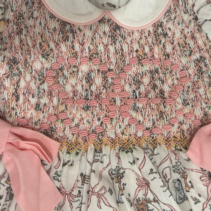 Winnie-The-Pooh Girl Bow Birthday Handsmocked Romper
