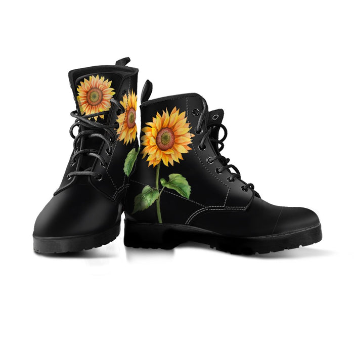 Womens Beautiful Sunflower Printed Fashion Ankle Boots
