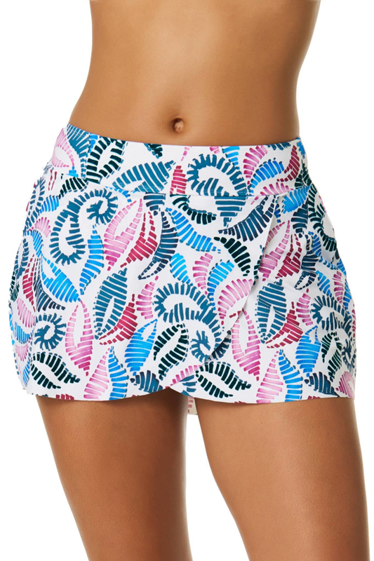 Women's Corallo Paisley Drape Front Mid Rise Swim Skirt Bottom