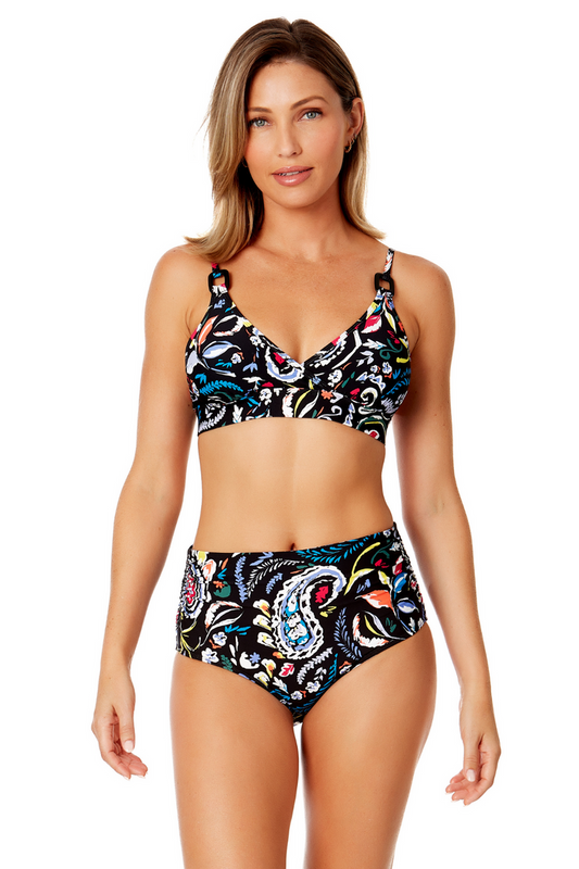Women's Dance Floor Paisley Ring Triangle Bikini Top