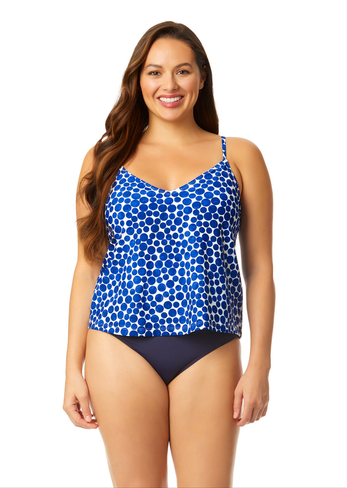 Women's Denim Dot Easy Triangle Tankini Swim Top