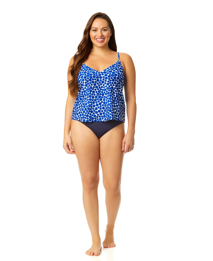 Women's Denim Dot Easy Triangle Tankini Swim Top