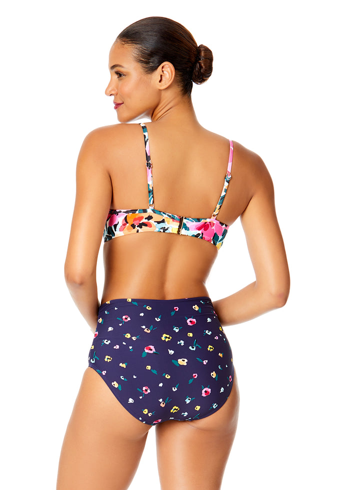 Women's Gradient Floral Shirred Underwire Bikini Swim Top - FINAL SALE