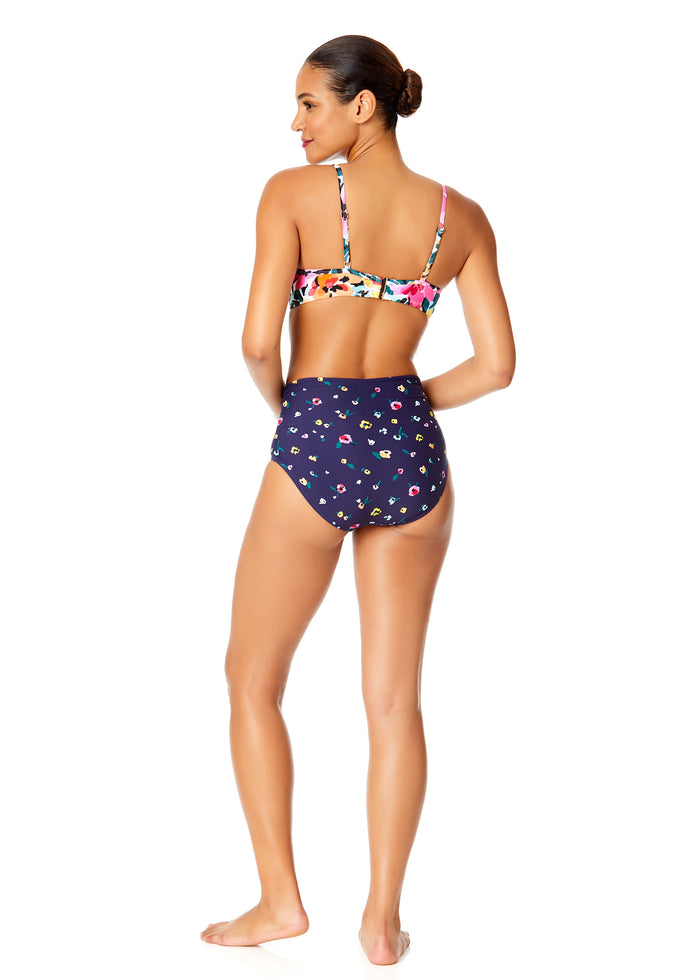 Women's Gradient Floral Shirred Underwire Bikini Swim Top - FINAL SALE