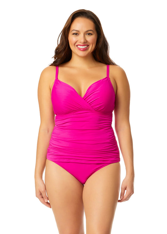 Women's Live In Color Twist Front Underwire Tankini Swim Top