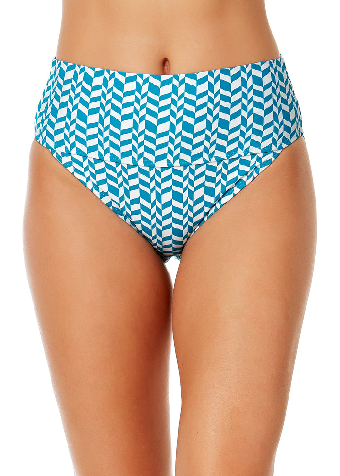 Women's Ripple Geo Soft Band High Waist Swim Bottom - FINAL SALE