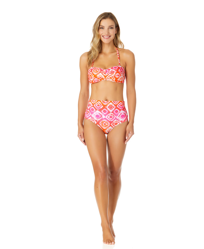 Women's Tie Dye Foulard Twist Bandeau Bikini Swim Top