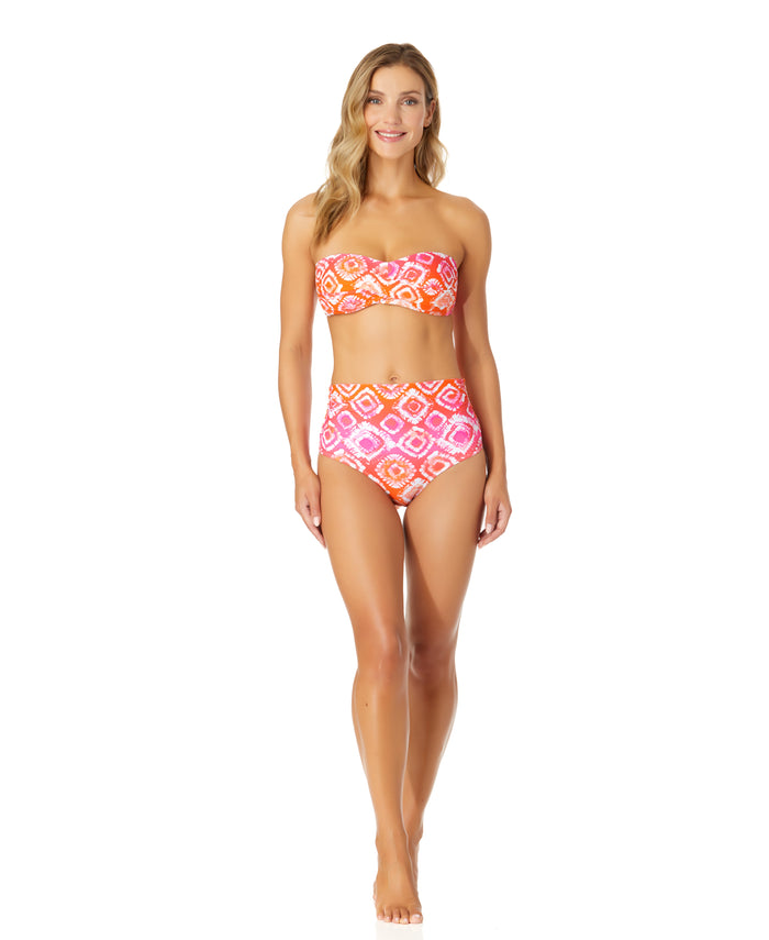 Women's Tie Dye Foulard Twist Bandeau Bikini Swim Top