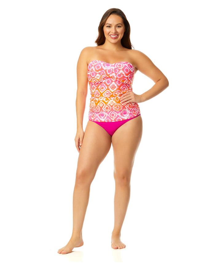 Women's Tie Dye Foulard Twist Front Bandeaukini Swim Top
