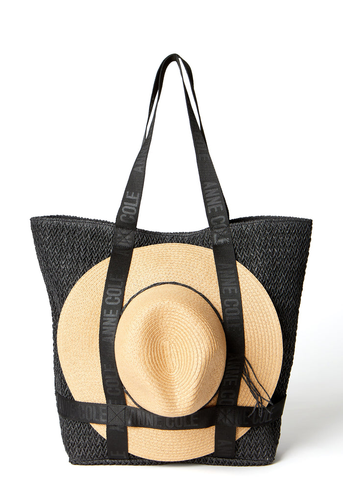 Women's Tote Bag With Straw Hat