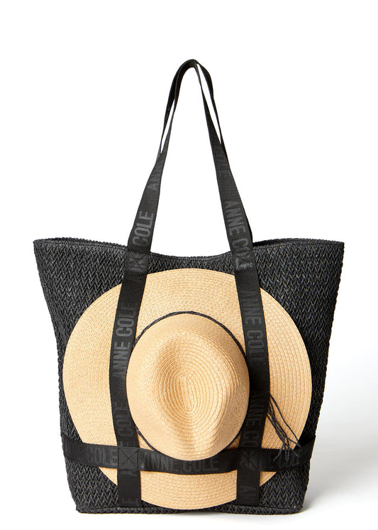 Women's Tote Bag With Straw Hat