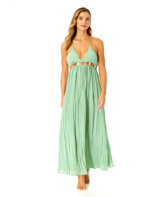 Women's V Neck Jewel Maxi Dress With Spaghetti Straps Cover Up