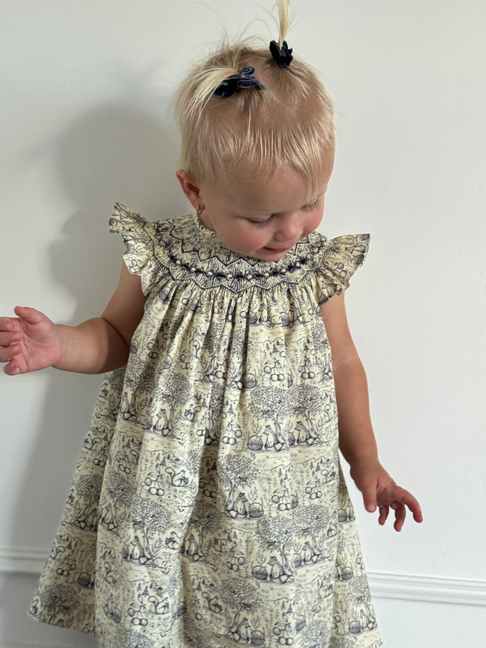 Woodland Toile Handsmocked Dress