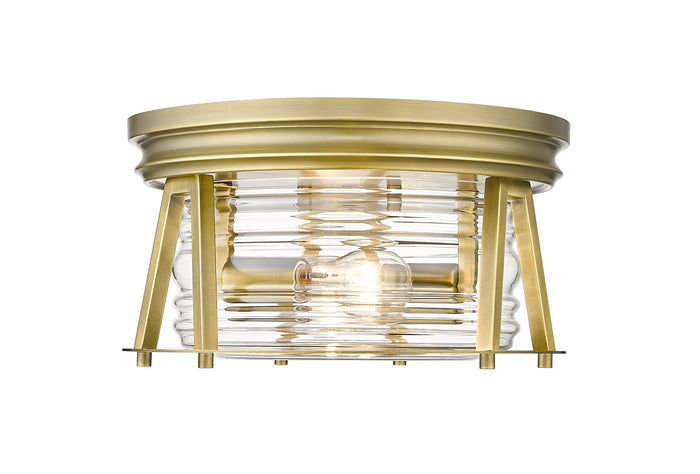 Flush Mount Z-Lite 491F2-RB Rubbed Brass Cape Harbor 2 Light Flush Mount Z-Lite