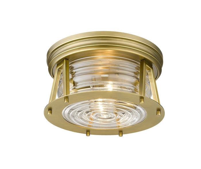 Flush Mount Z-Lite 491F2-RB Rubbed Brass Cape Harbor 2 Light Flush Mount Z-Lite