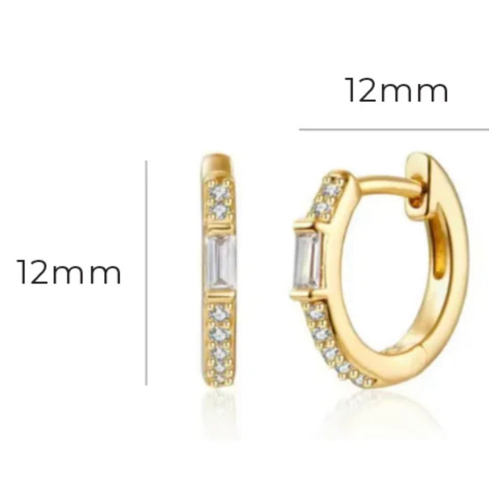 Zirconia Huggie Baguette