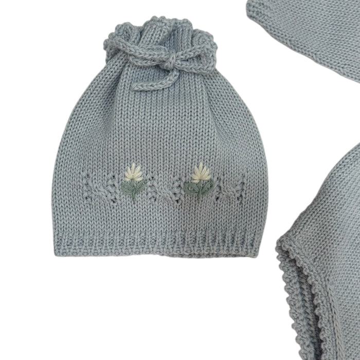 Zoey Knitted Embroidered Romper with Hat