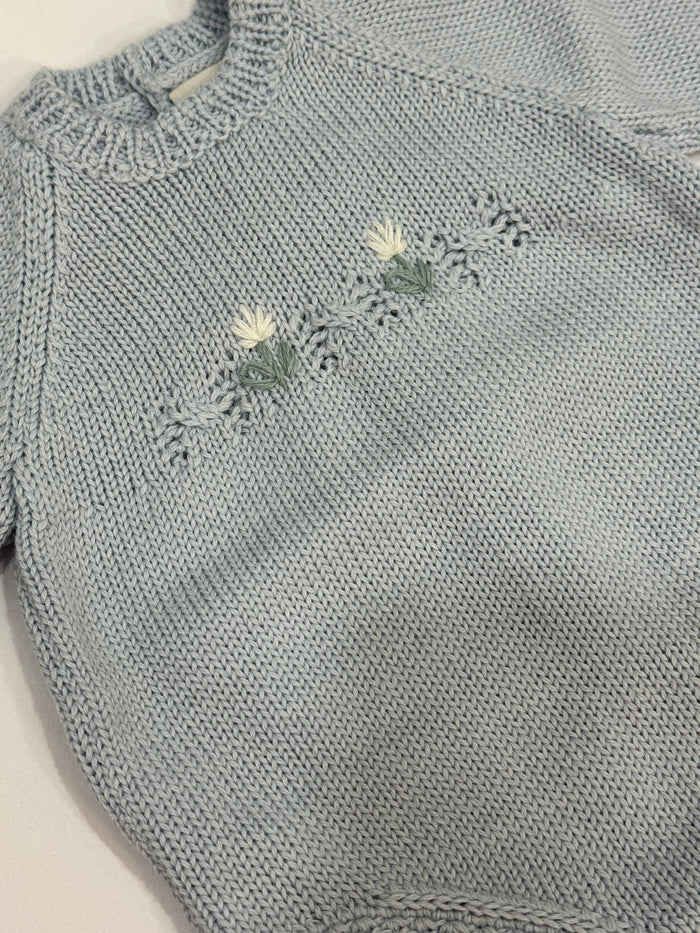 Zoey Knitted Embroidered Romper with Hat